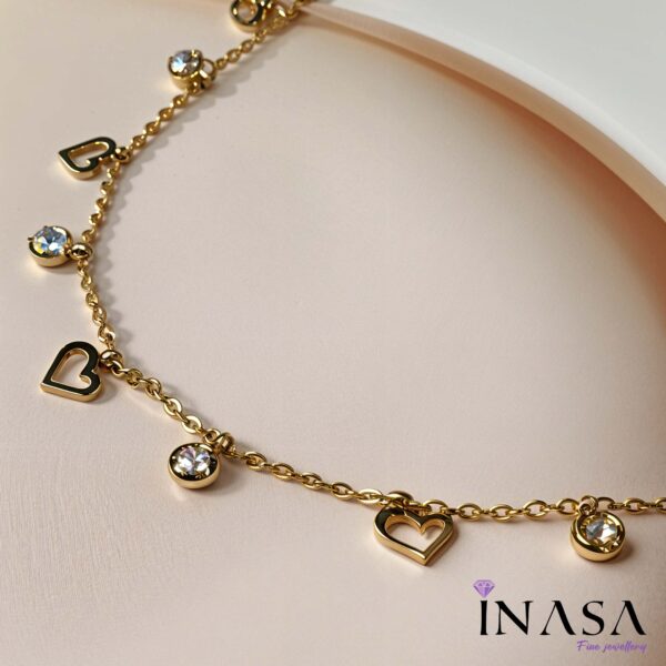 Gold finish Heart & Stone Bracelet - Image 2