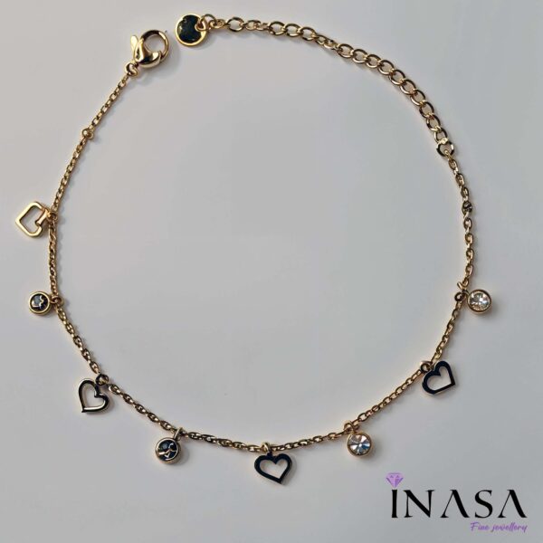 Gold finish Heart & Stone Bracelet - Image 3