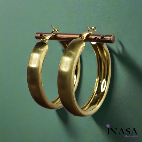 Gold Matte Finish Bold Statement Hoop Ear Rings