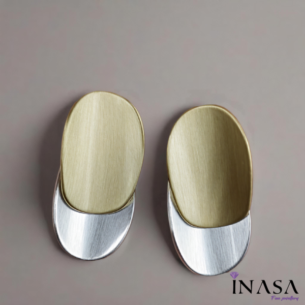 Unique Gold and Silver Double drop Ear Rings - Image 2