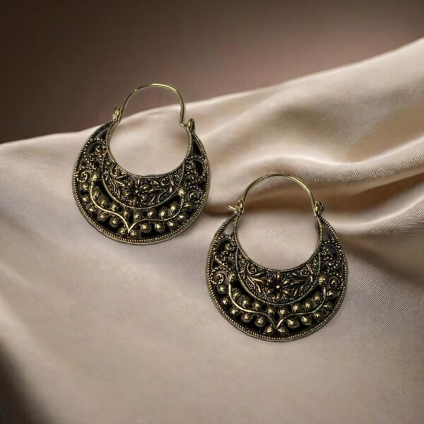 Crescent Shaped Mettalec Copper Finish Chaand Bali Ear Rings