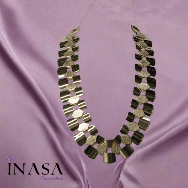 Neo design Golden & Matte finish Interlinked plate statement Necklace