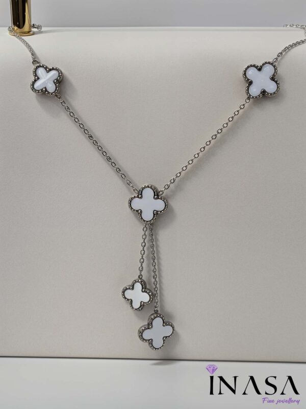 SS Finish White Clover Leaf Necklace