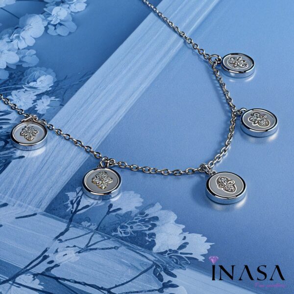 SS Finish Silver & Ivory Chime Necklace