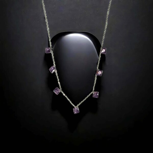 SS Finish Lavendar Square Chime Necklace - Image 2