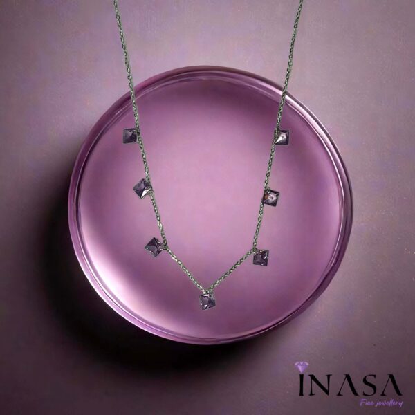 SS Finish Lavendar Square Chime Necklace - Image 3
