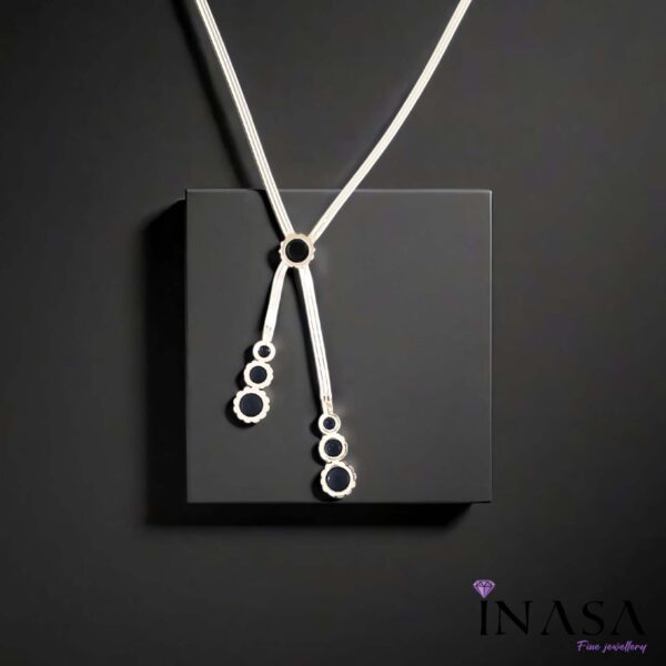 SS Finish Contemporary Look Floral Black & Gold Circle Necklace
