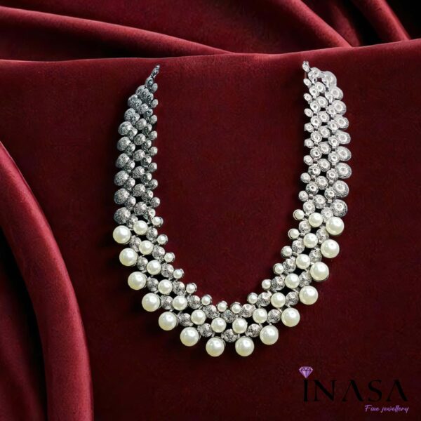 Stylish Matt finish & Pearl Necklace - Ear Ring Combo