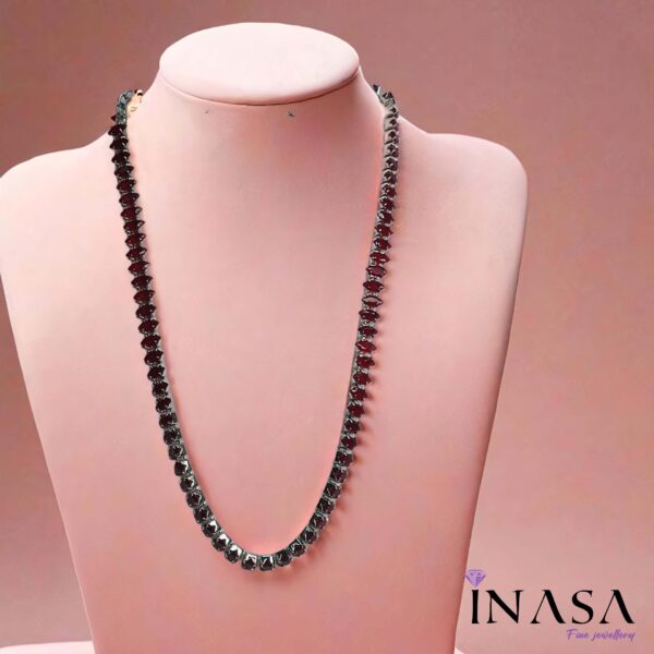 Silver finish Necklace with Classic Indigo  Blue Hue stones