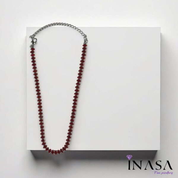 Silver finish Necklace with Classic Indigo  Blue Hue stones - Image 3