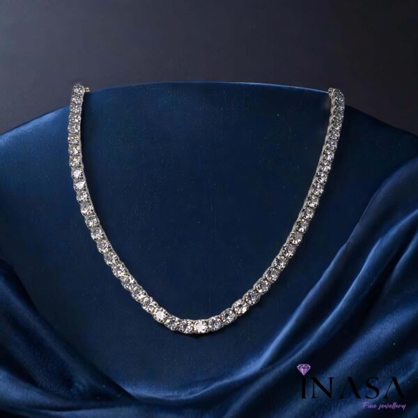 Silver finish Diamond studded Contemporary design Necklace