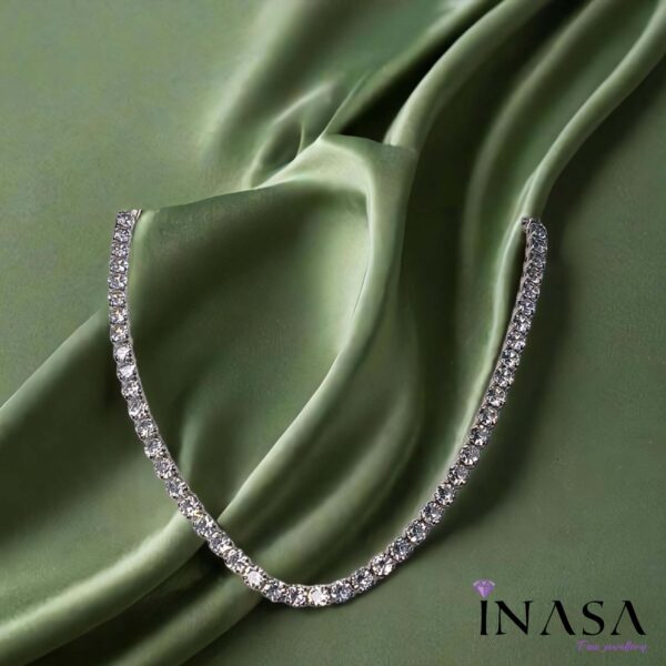 Silver finish Diamond studded Contemporary design Necklace - Image 2