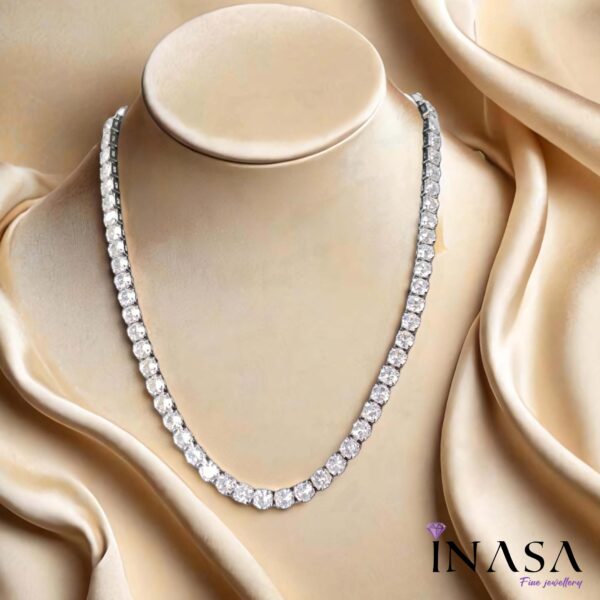 Silver finish Diamond studded Contemporary design Necklace - Image 3